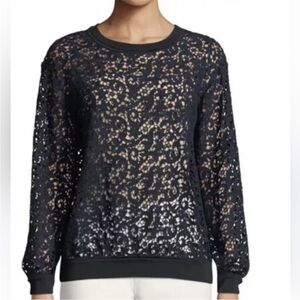 Lafayette 148 Cirilla Lace Blouse in Navy, size M